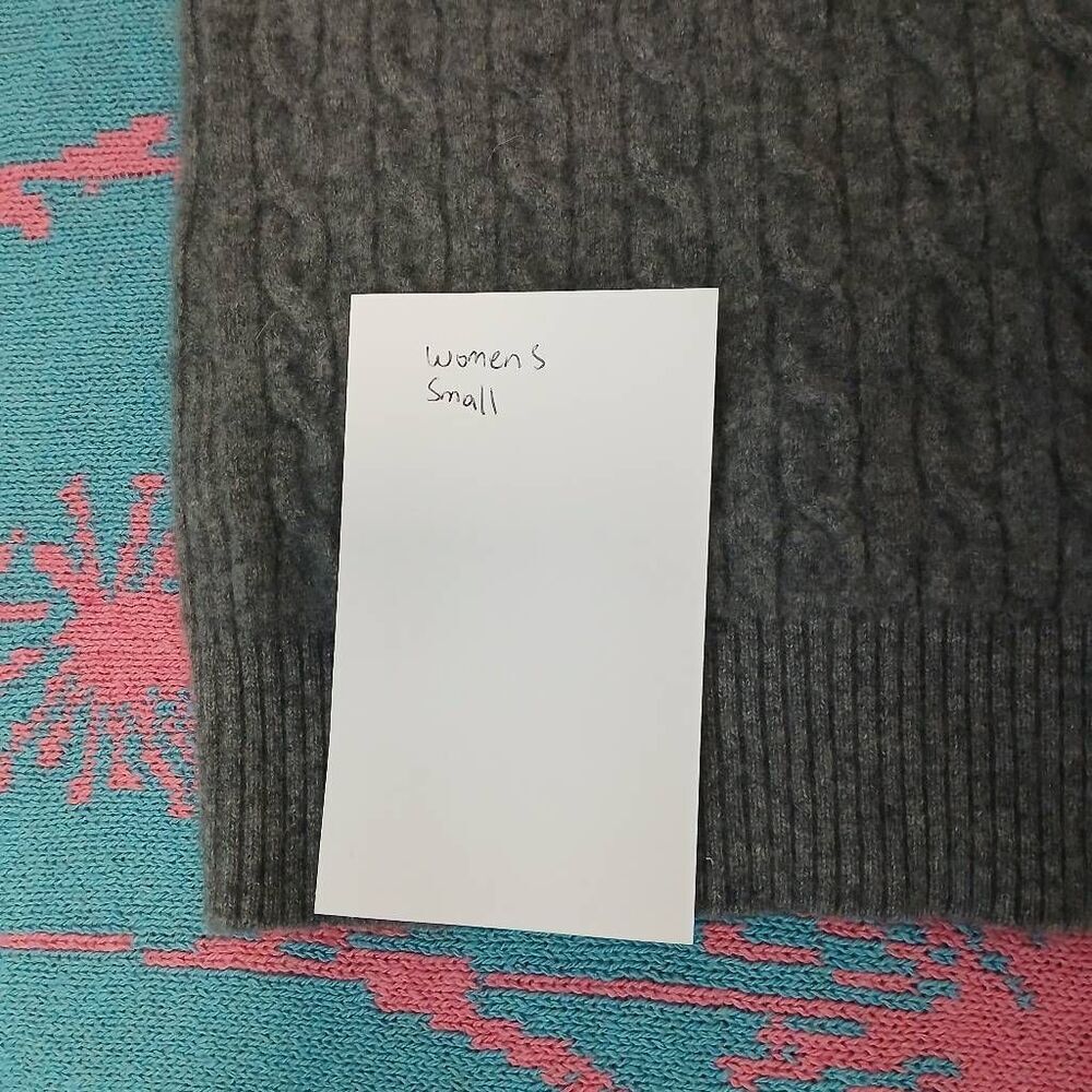 Aqua cashmere womens small sweater cable knit turtleneck gray longsleeve - Picture 4 of 9